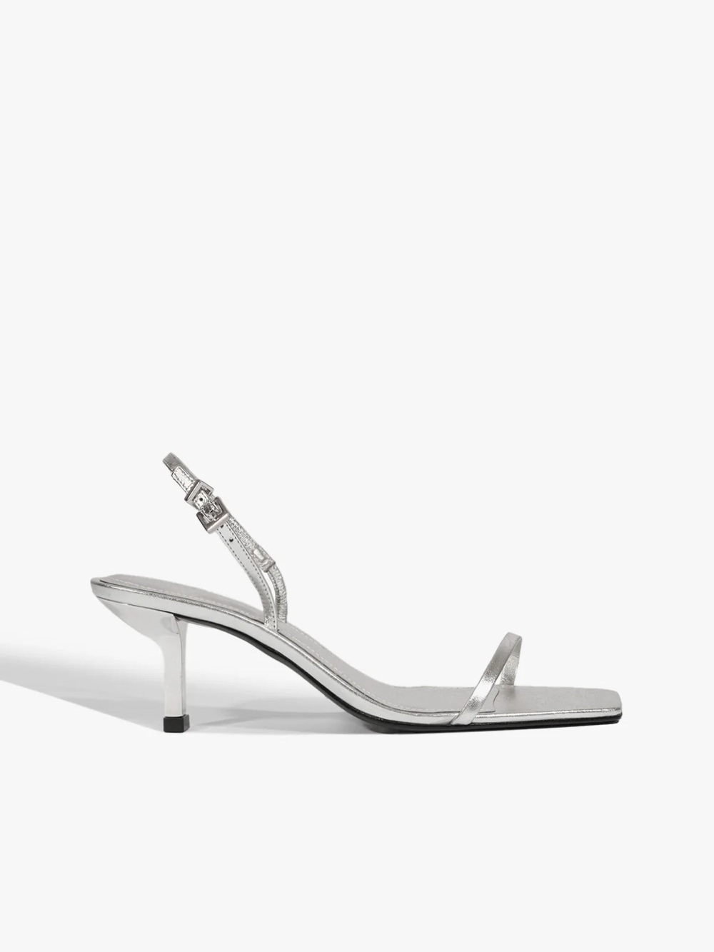 SCHUTZ Silver Metallic Slingback Kitten Heel Sandal